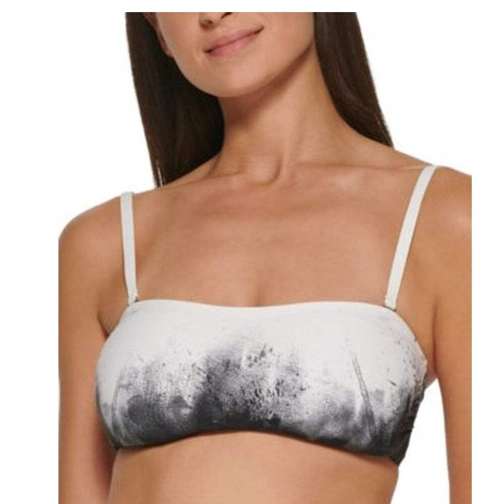Calvin Klein Womens Printed Lined Bikini Swim top White S - Picture 5 of 9